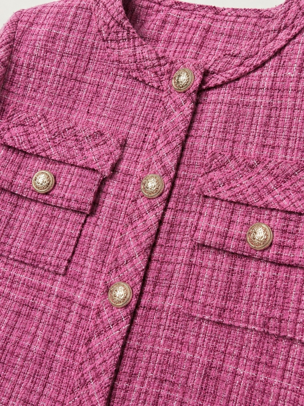 Daniel S Pink Metallic Tweed Jacket Gold Buttons NWOT - Picture 6 of 8